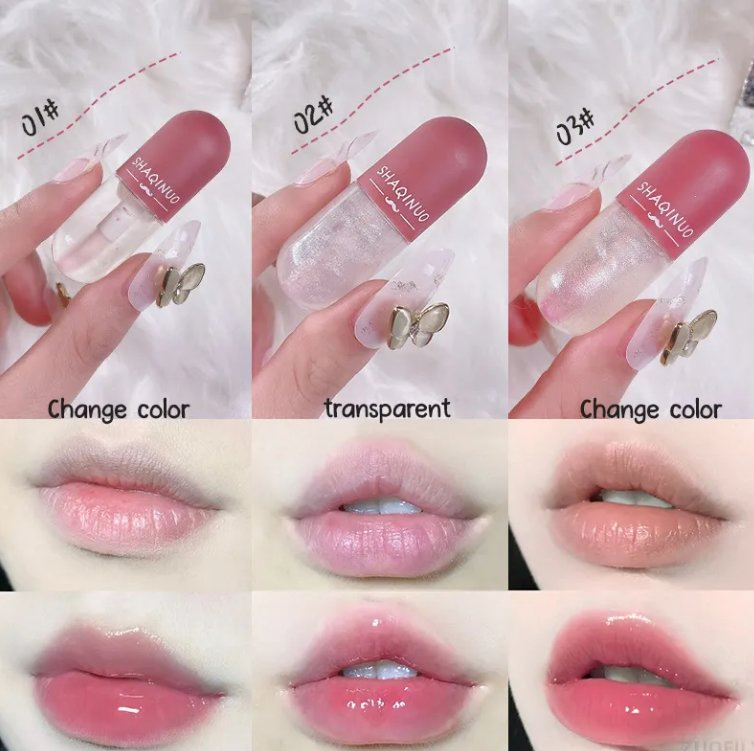 Online Wholesale in Stock 3PCS Set Color Changing Lip Oil Beauty Accessories for Women Moisturizing Nonstick Lip Gloss Tube Set Cosmetics Makeup Lip Gloss Oil