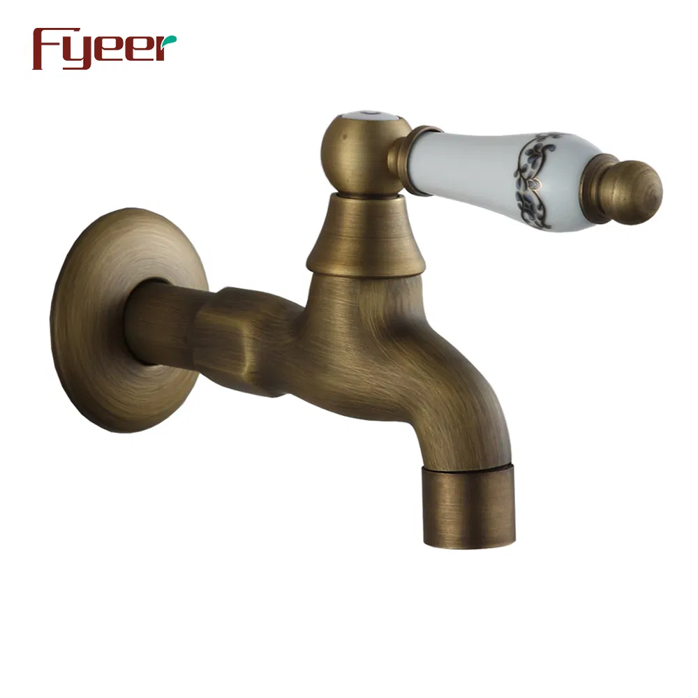 Fyeer Antique Brass Mop Pool Bibcok Laundry Tap with Ceramic Handle