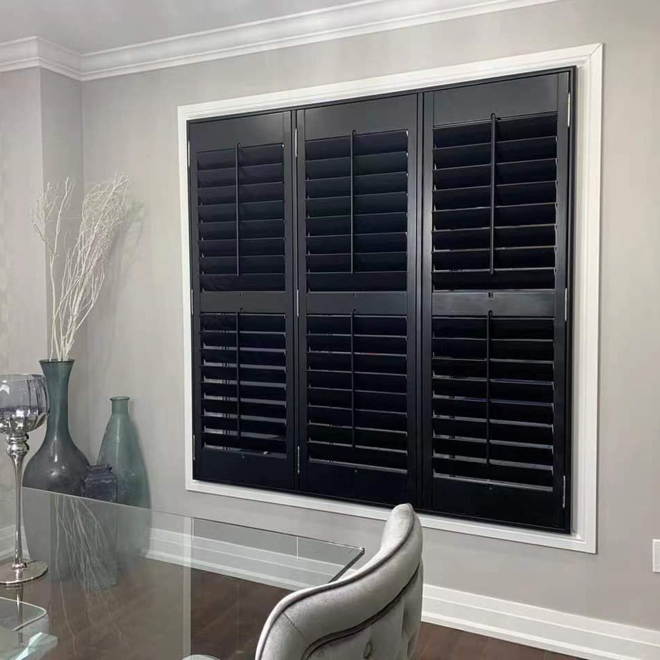 High Quality Wooden Plantation Window Louver Western Style Adjustable Shutters for Bathroom House Fashionable Window