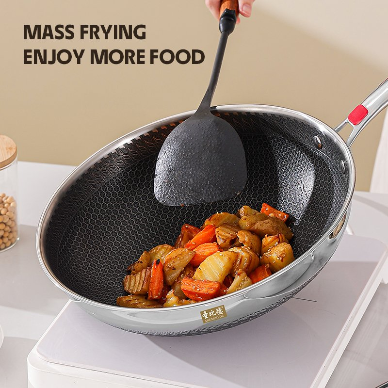 Honeycomb Non Stick 304 Frying Pan Kitchenware Stainless Steel Non Stick Frying Pan