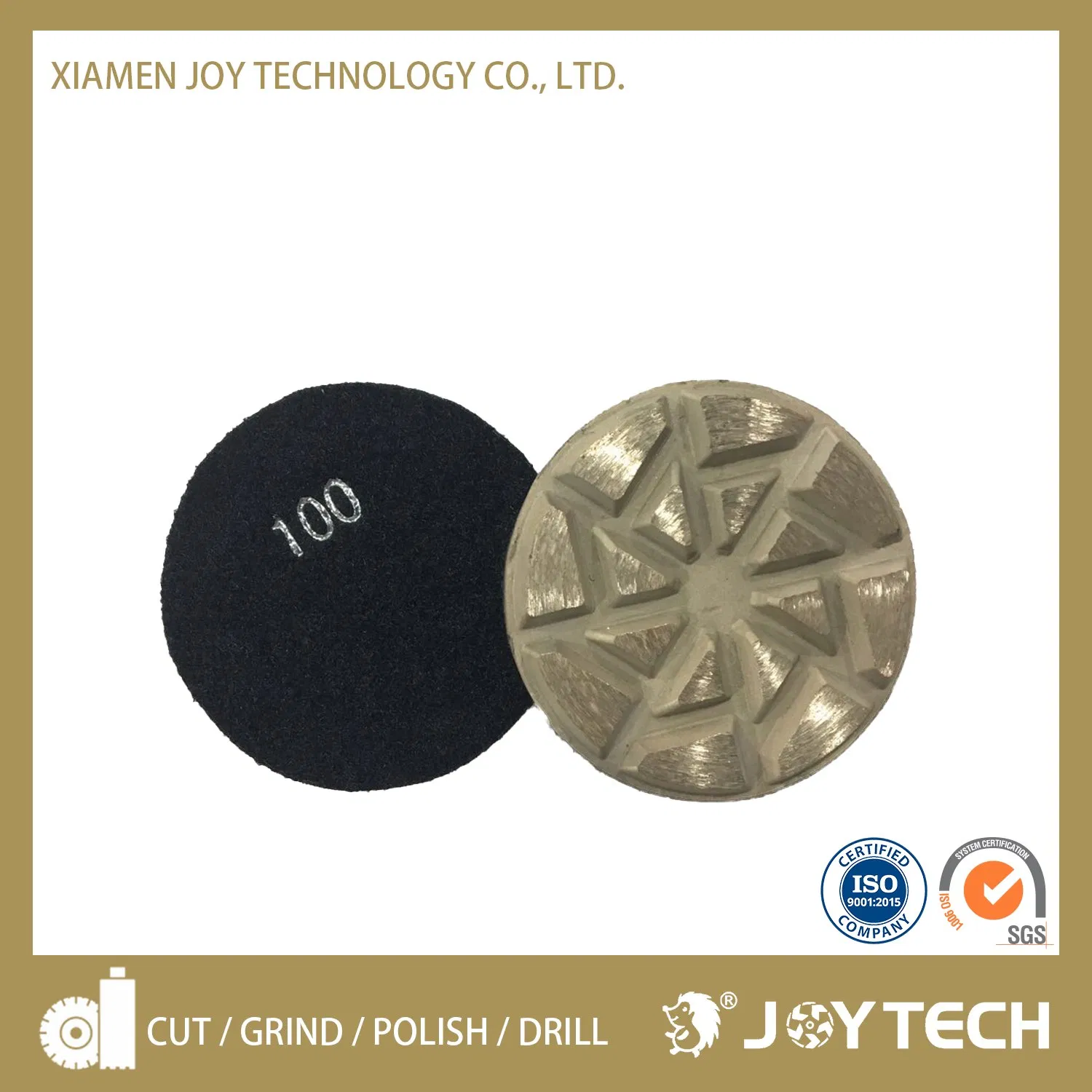 Joy Tech Diamond Cutting Tool Concrete Floor Grinding Wheel Abrasive Tooling 3 Inch Metal Bond Diamond Grinding Disc with 5 Segments (JOY-TP3-T5)