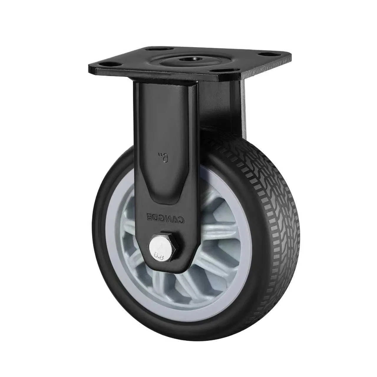 Heavy Duty Swivel Caster with Black TPR Wheel (4/5/6/8 Inch) - 50mm Wheel Width, Vibration Reducing & Silent Rolling for Industrial Equipment