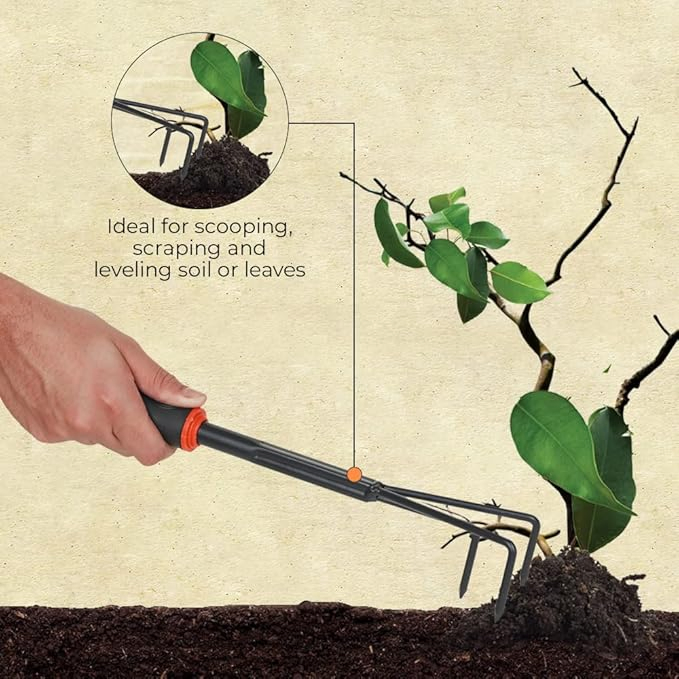 Gardening Tool Garden Cultivator with Black Rubber Grip Handle Ci11880