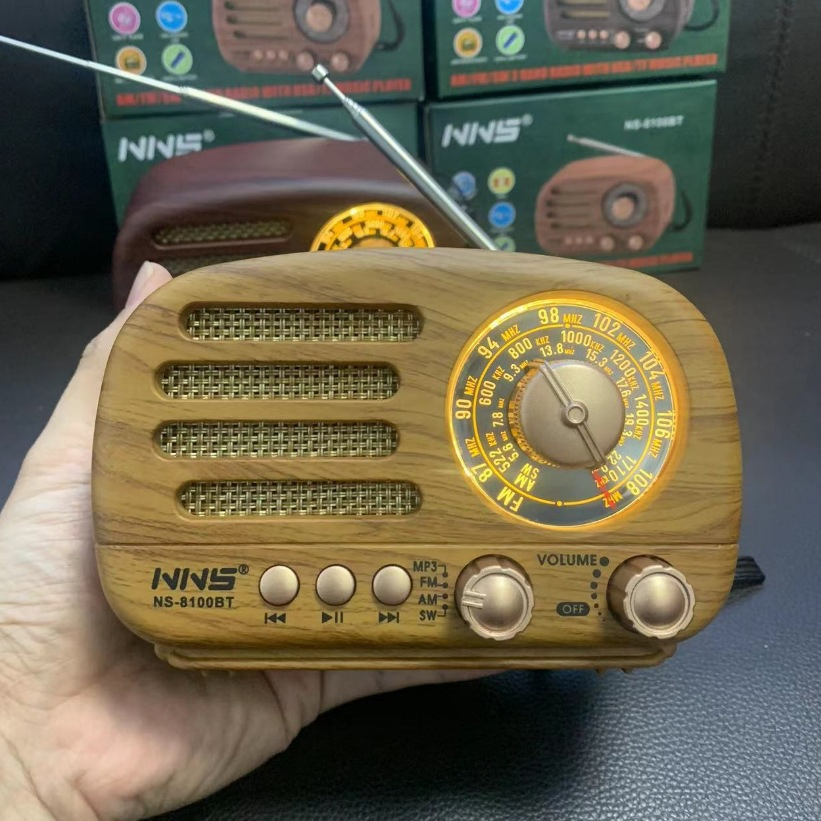 Ретро-радио NS-8100BT с Bluetooth, деревянный корпус