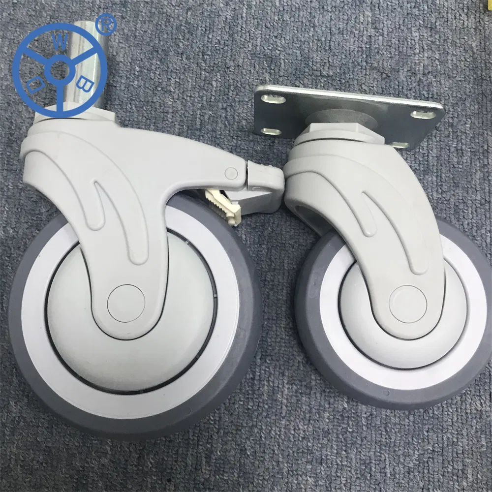 Wbd Hot Seller TPR 3 4 5 in Double Ball Bearing Medical Caster Wheels for Hospital Beds
