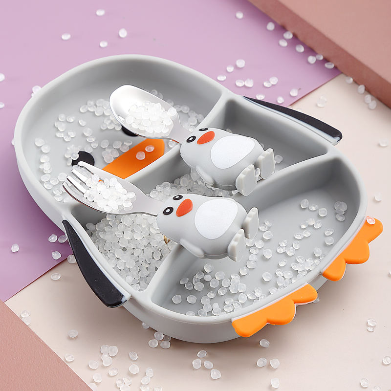 Kids Penguin Silicone Dinner Plate Set for Babies