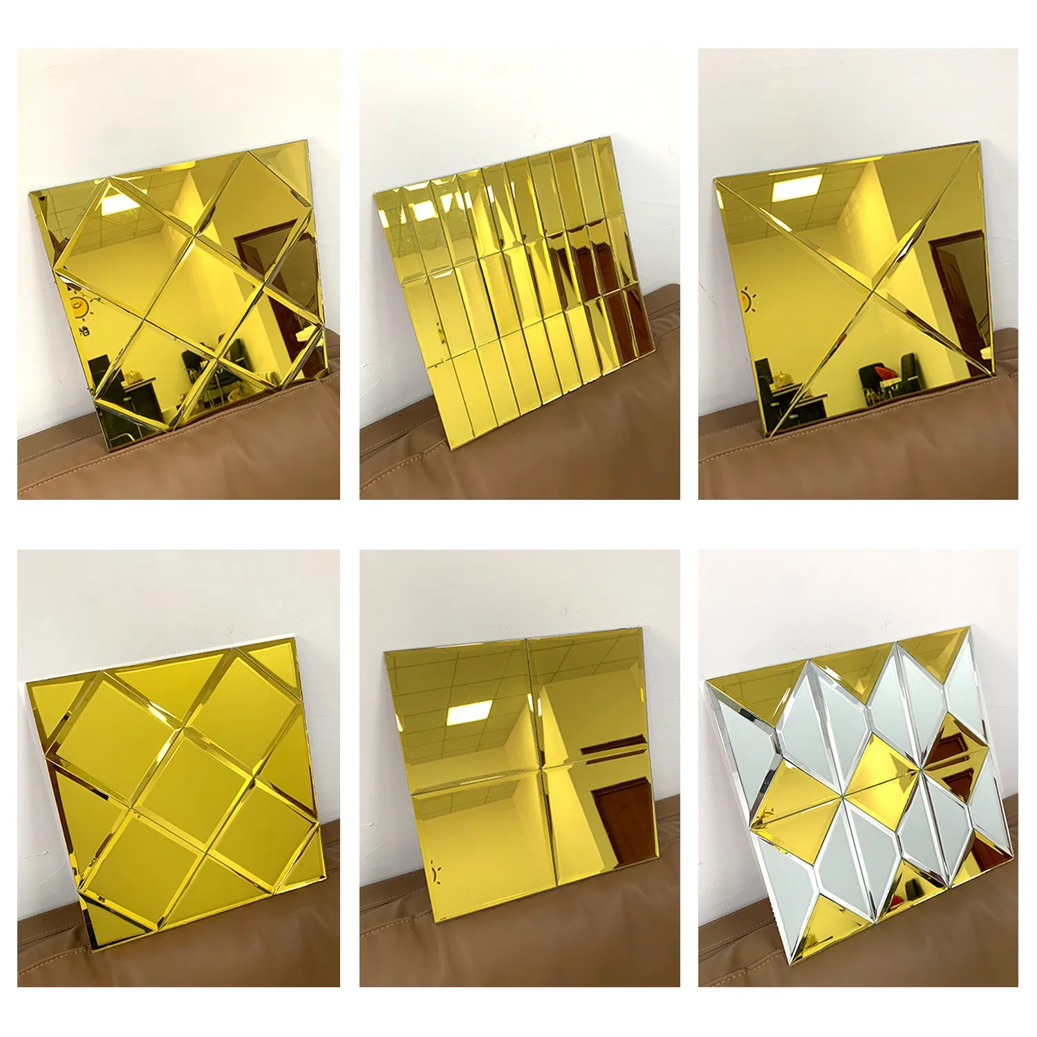 Self-Adhesive Glass Mirror Mosaic Tiles for Creative Home Dé Cor