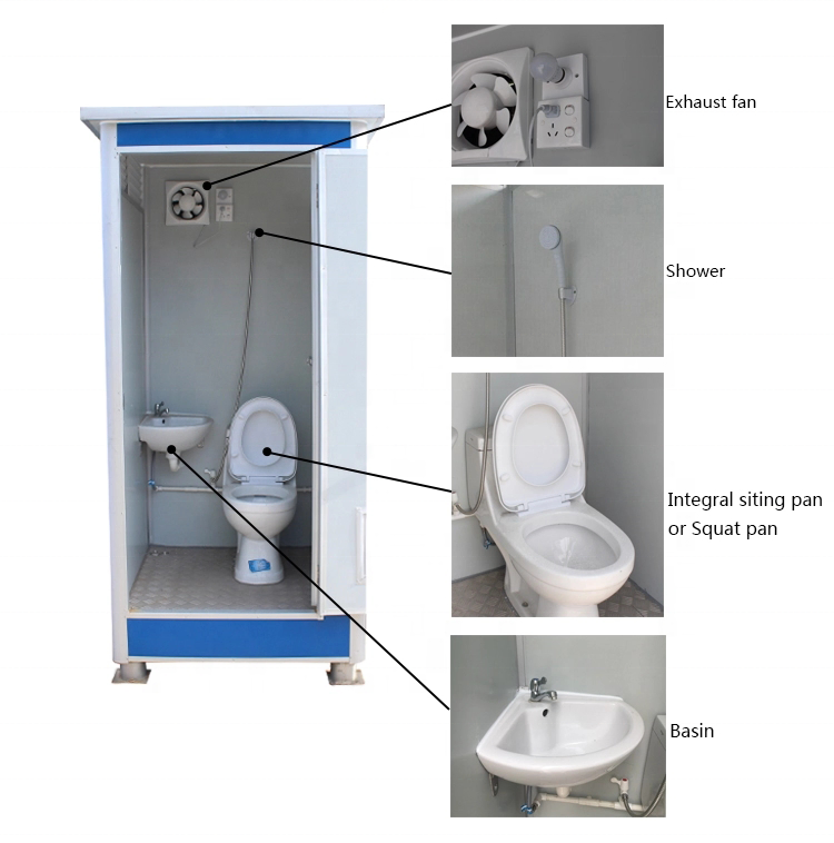 Top China Mobile Toilet for Public Portable Construction Site Outdoor Assembled Removable Toilet for Sale