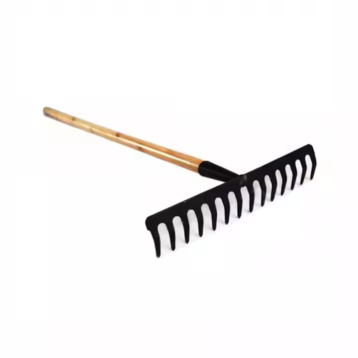 Hot New Product Customized Logo Heavy Duty Agricultural Tools Stainless Steel Colorful Farm Rake with Handle