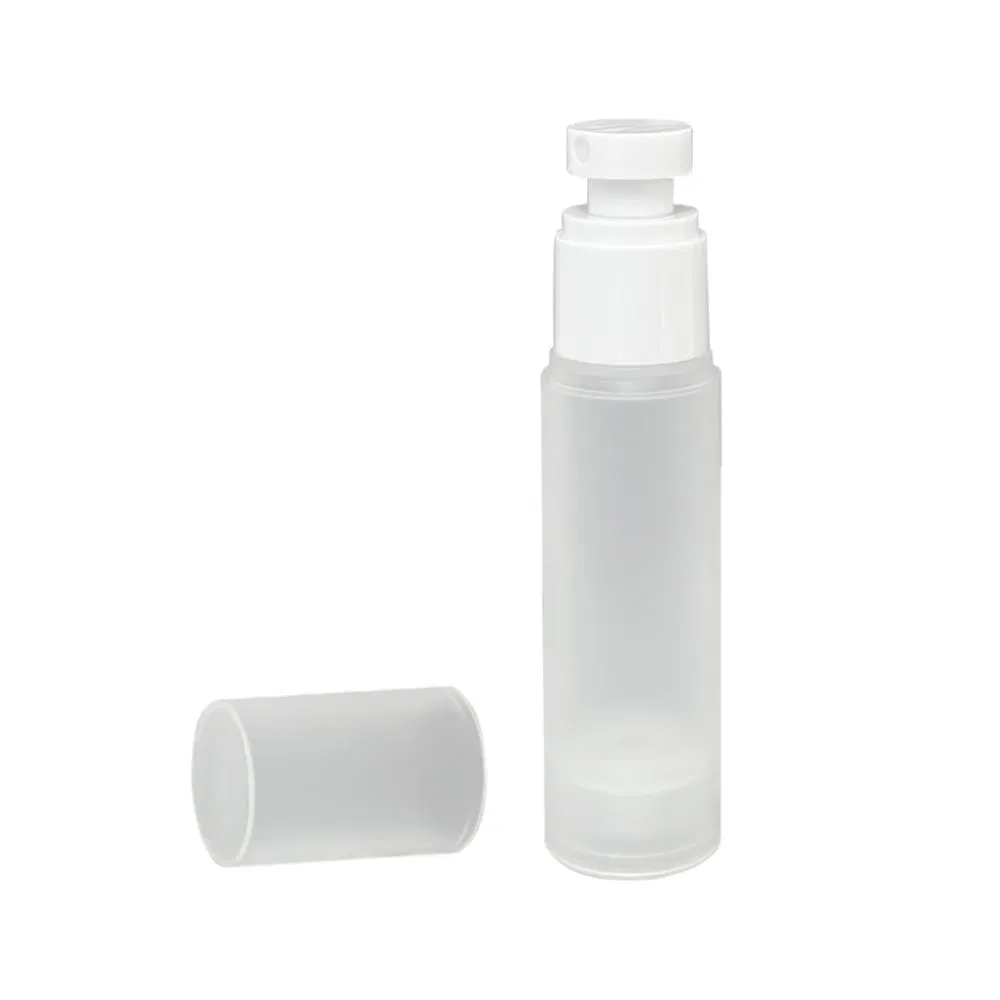 Popular Cosmetic Spray Packaging Matte White 15ml 30ml 50ml Round Custom Logo Airless Pump Spray Cream Bottle