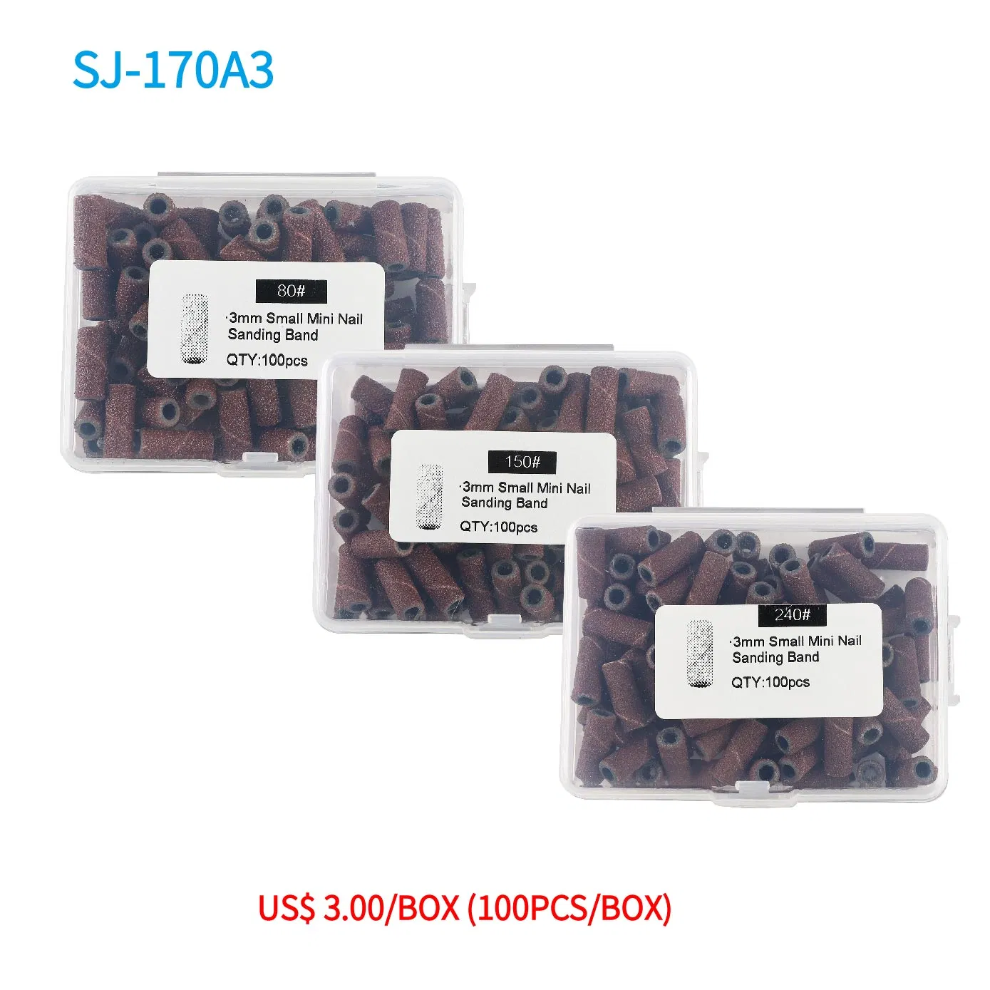 3mm Brown Abrasive New Small Mini Nail Sanding Band