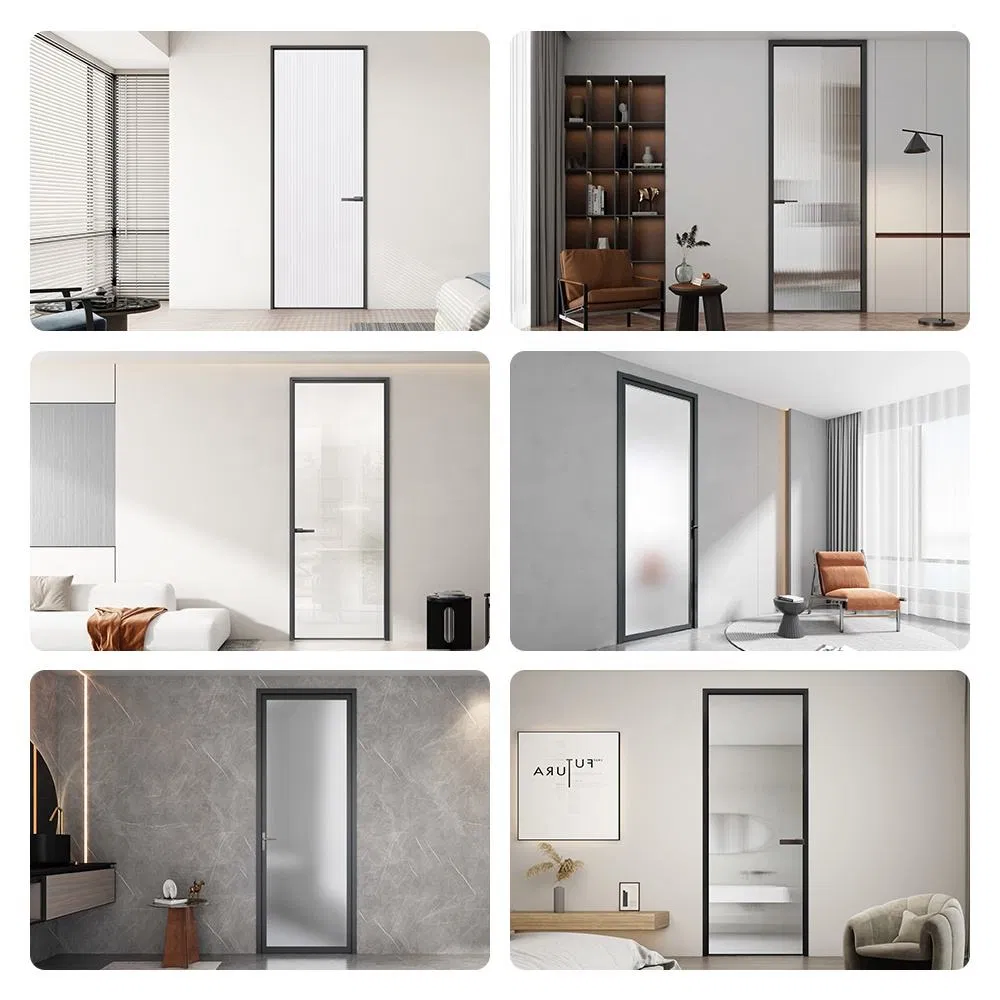Modern Waterproof Manual Opening Aluminum Frame Hinged Glass Swing Door Double-Layer Tempered Glass Soft Close Featureno Reviews Yet