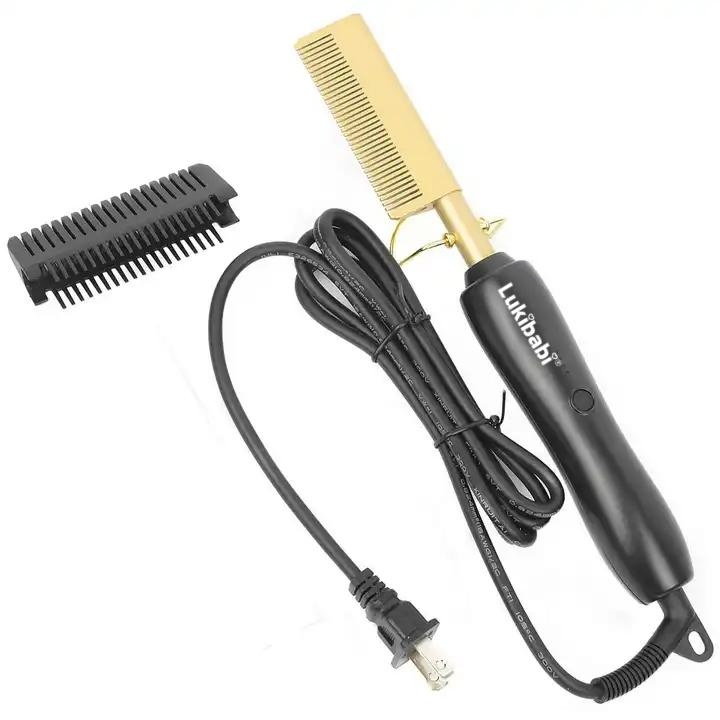 Custom Hair Electric Hot Air Comb 2 in 1 Multifunctional Black Hot Comb Vendor