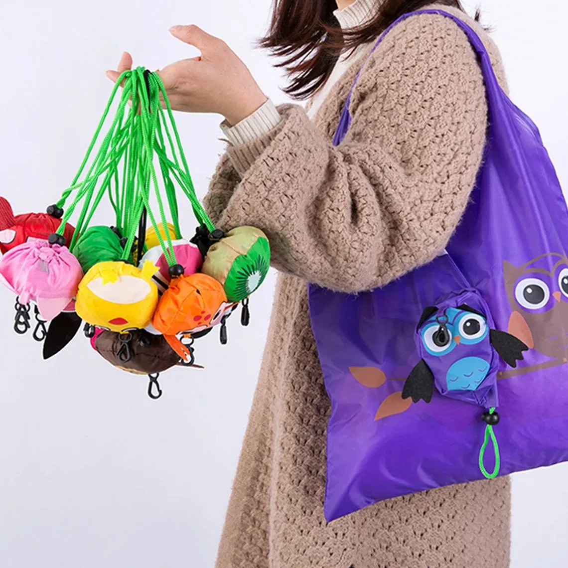 Eco-Friendly Cartoon Pattern Cute Foldable Grocery Tote Bag Shopping Bag