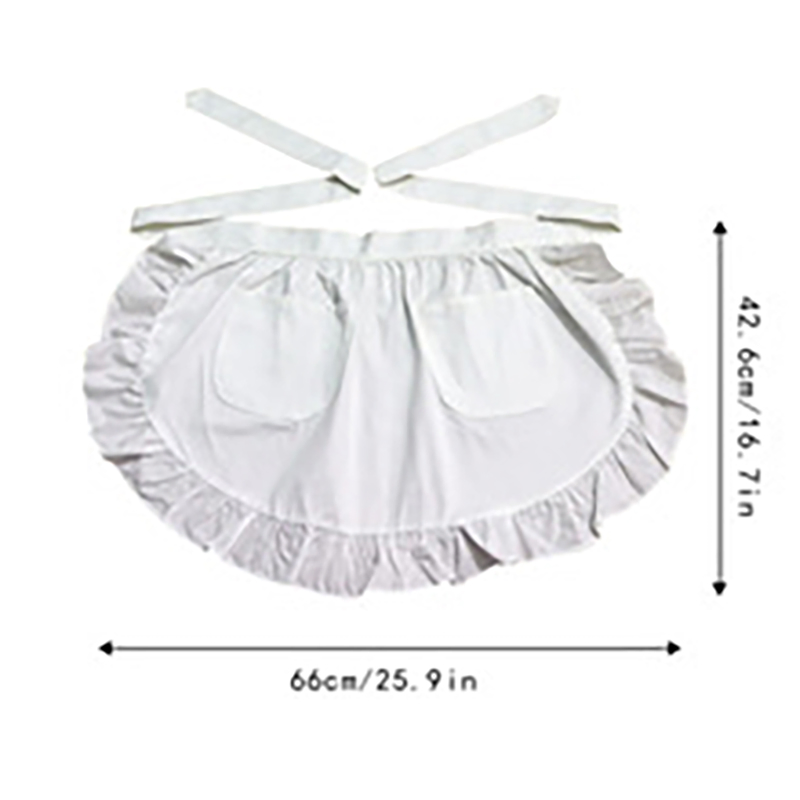 Princess-Style Cute Kitchen Maid Apron, Cute Lace Restaurant Waitress, Cotton Ruffled Half-Length Apron