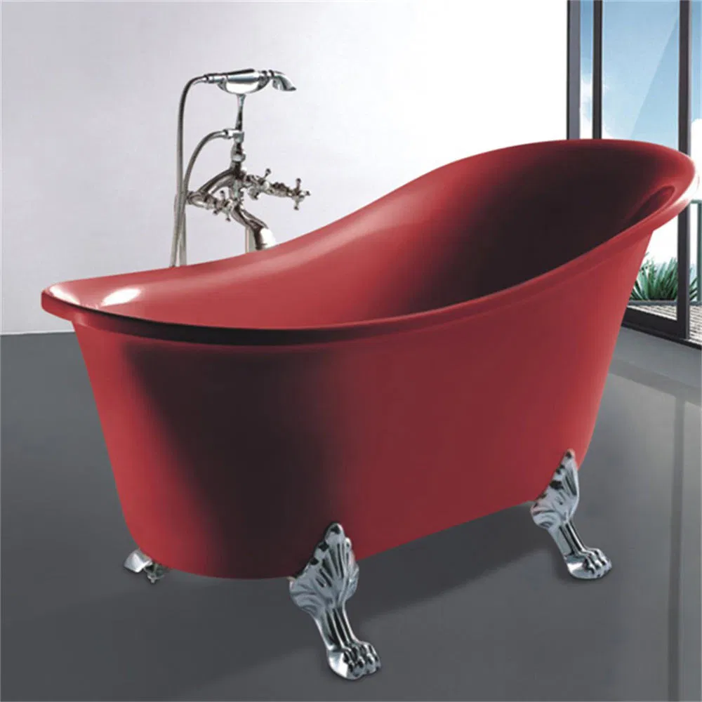 Modern Soaking Bath Tub Four Golden Finished Legs Royal Style Black Colour Acrylic Freestanding Bathtub