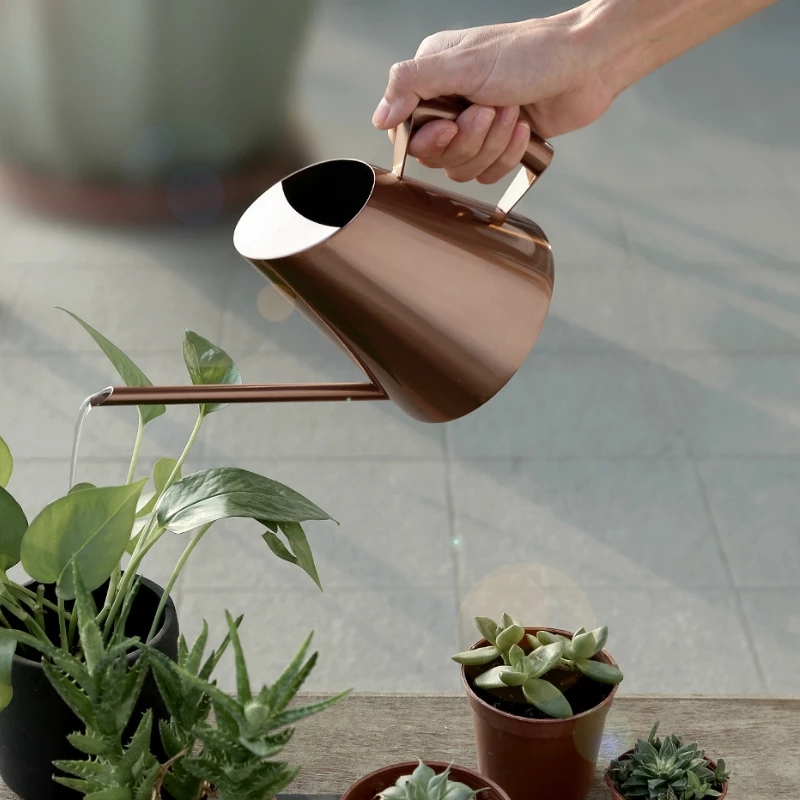 Stainless Steel Watering Pot Gardening Potted Small Watering Can Use Handle Perfect for Watering Flower Plants Shower for Garden