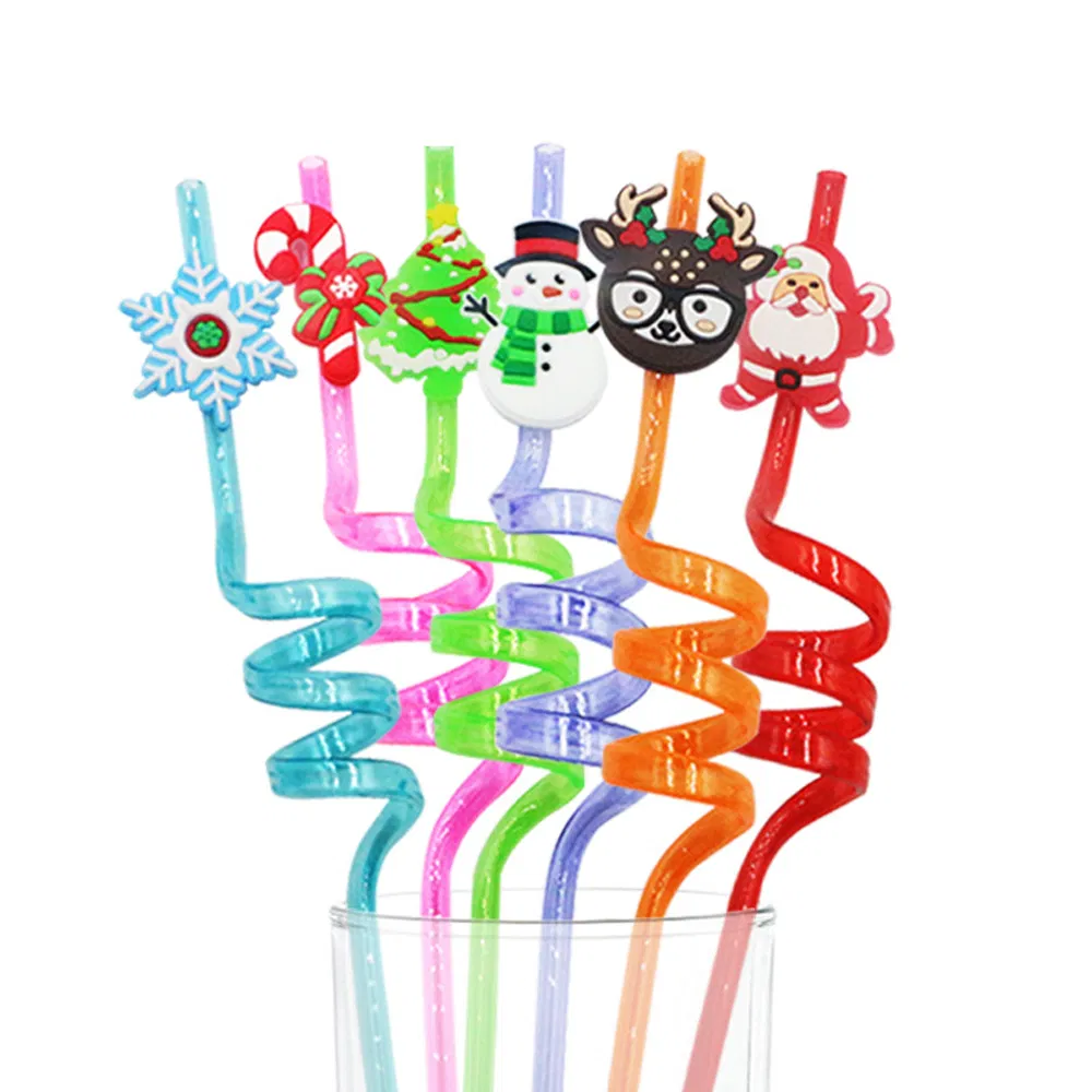 Amazon Party Favors Christmas Cartoon Curved Straws