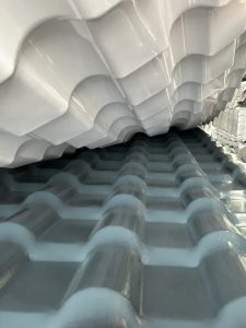 Roma and Spanish Style Corrugated UPVC Roof Tile Waterproof Synthetic Resin for Building White Bottom Color