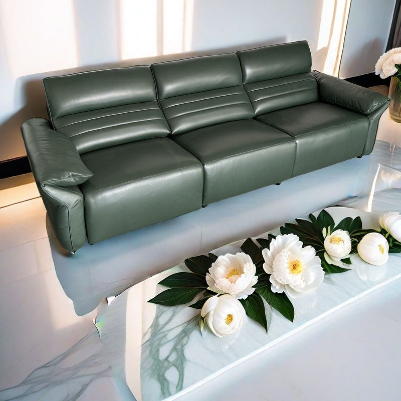 Диван-кровать кожаный 3-местный электрический пульт управления