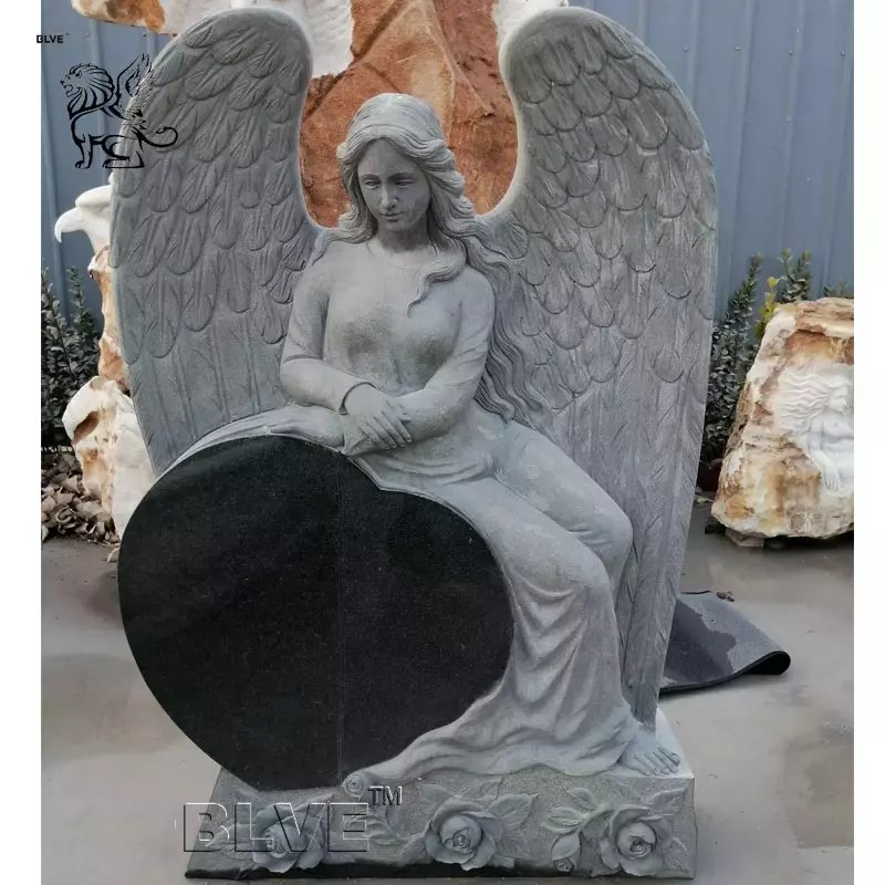 Factory Wholesale Modern Design Black Color Granite Monument Large Solid Natural Stone Tombstone