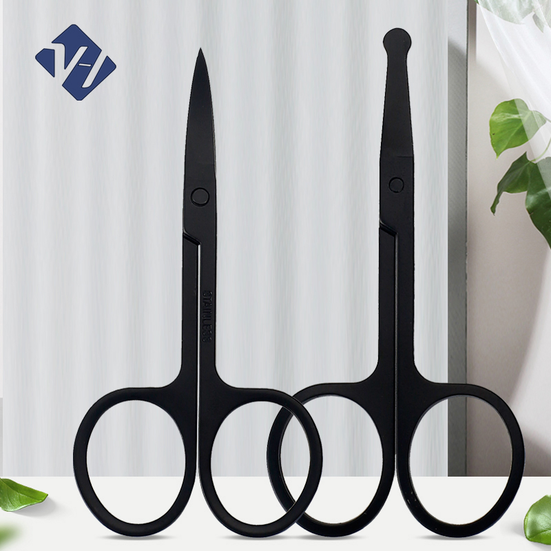 Wholesale Stainless Steel Mini Black Eyebrow Scissors Multifunctional Beauty Scissors for Eyelash