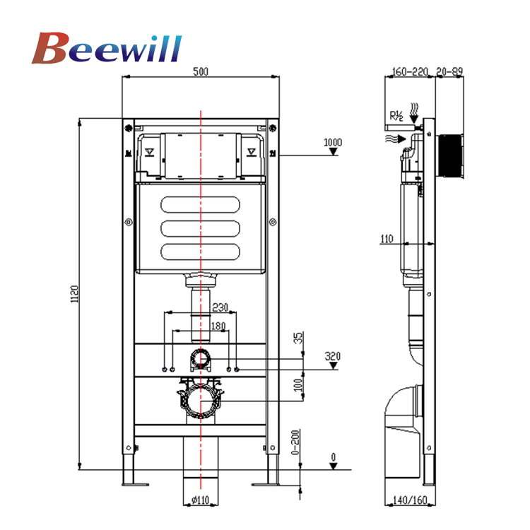 Sanitary Ware Wall Hung Toilet Water Tank Dual Push Flush Concealed Cistern