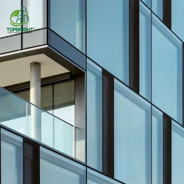 Commerical Aluminum Triple Double Glaze Lowe Glass Facade Unitized Curtain Wall