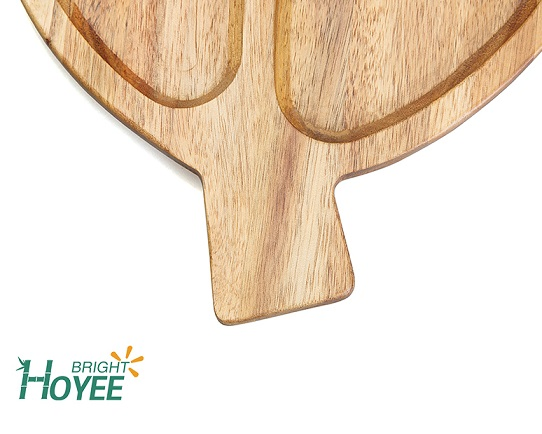 Wholesale Acacia Wood Leaf Shape Snacks Plate