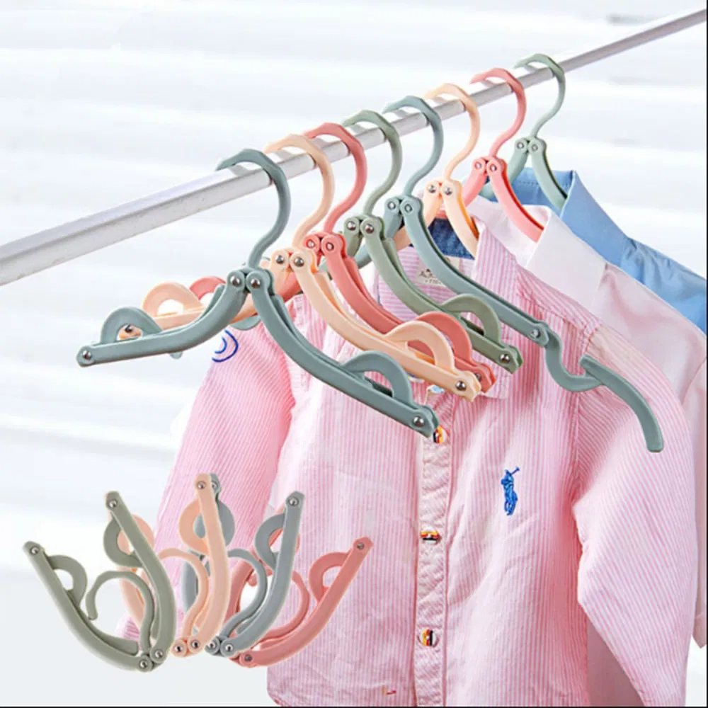 Travel Coat Portable & Foldable Hangers Folding Design with Skirt Trouser Clips Bl23155