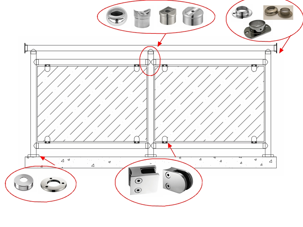 Factory Supply 316 Stainless Steel Frameless Glass Baluster Handrail Connector Clamp Rails