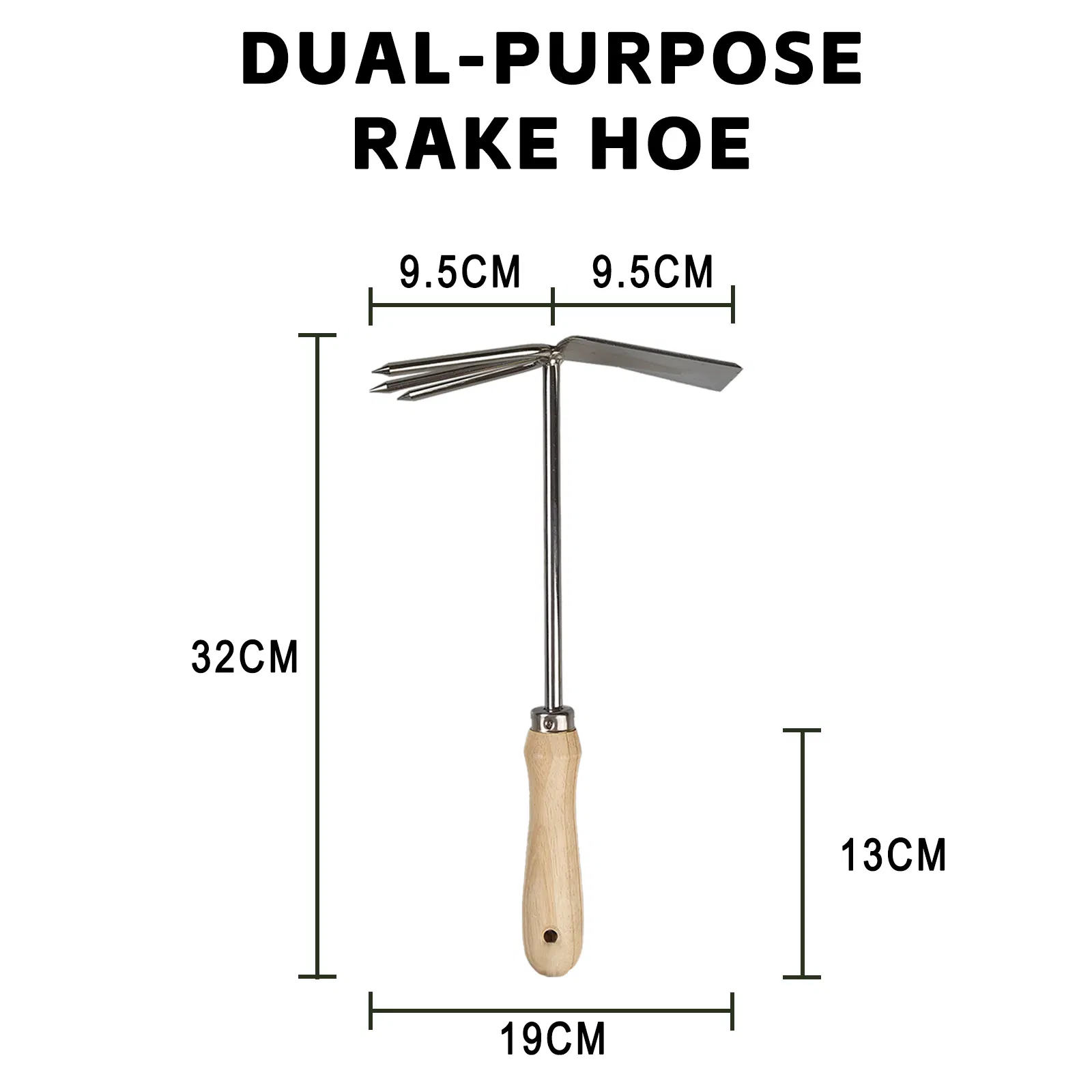 2in1 Hoe Cultivator Steel Dual-Purpose Rake Hoe Garden Hand Tiller Pickaxes
