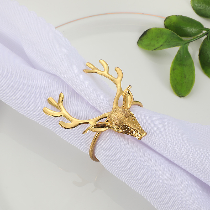 Christmas Deer Napkin Rings Metal Cloth Serviette Holders Restaurant Wedding Table Centerpieces