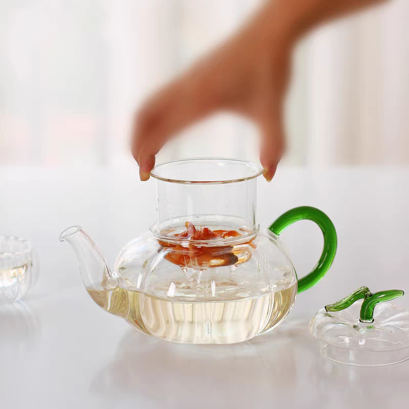 Heat Resistant Glass Pumpkin Pot Kettle with Warmer