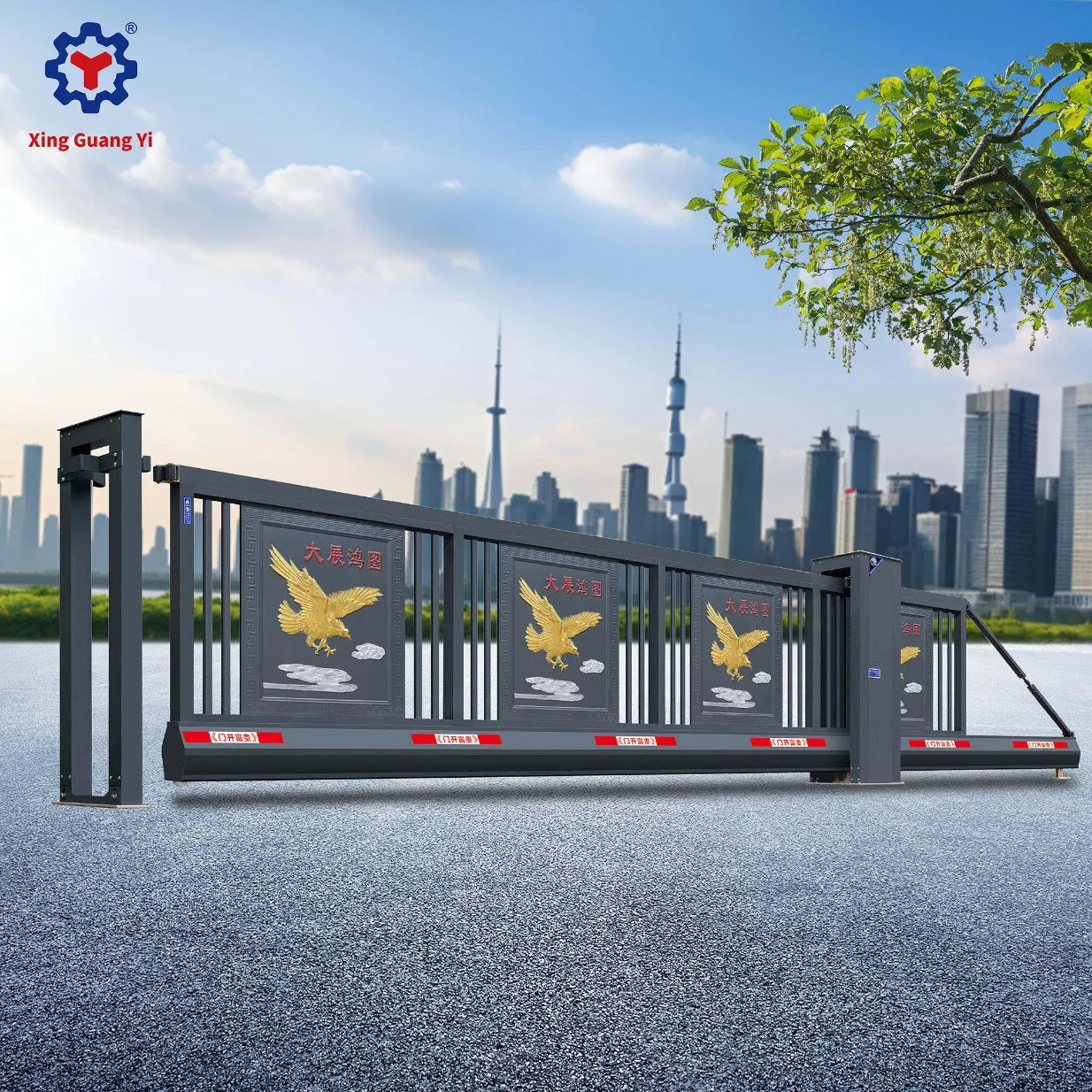 Xgy Automatic Stainless Steel Grill Design Aluminum Driveway Main Door Metal Fencing Trellis Sliding Gates for School Entrance