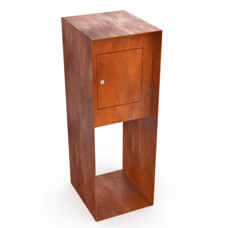 Corten Steel Letterbox Urban Design Rusty Metal Mailbox with Key Lock