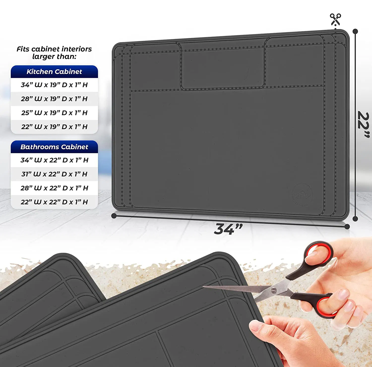 Silicone Under Sink Mats for Kitchen Waterproof Fast Drying Mat Non-Slip, Heat Resistant