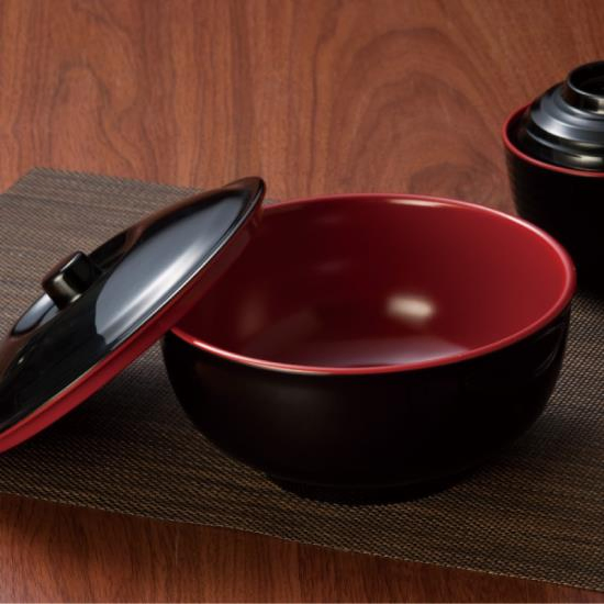 Miso Soup Bowl Set Melamine Material Red & Black Japanese Restaurant Omakase Serving Bowl Set