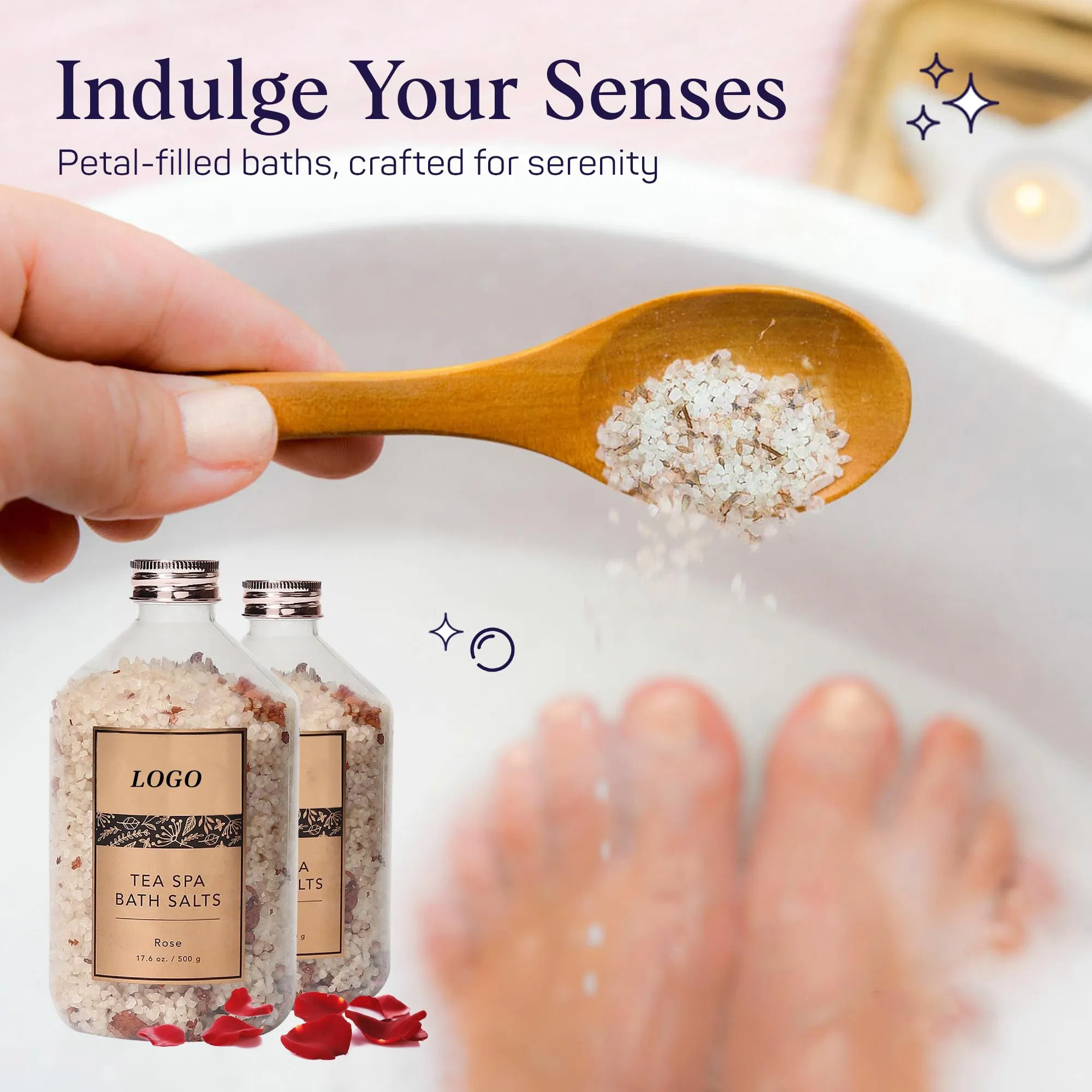 Beauty Cosmetics Skin Care Aromatherapy and Relaxation Petal Effervescent Mineral Bath Salts