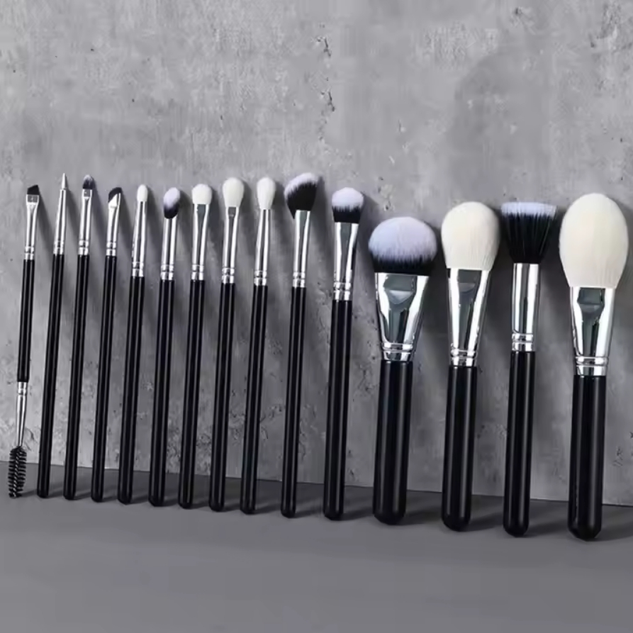 15PCS Synthetic Hair Wood Handle Cosmetic Brushes Kit Blending Makeup Brush Set