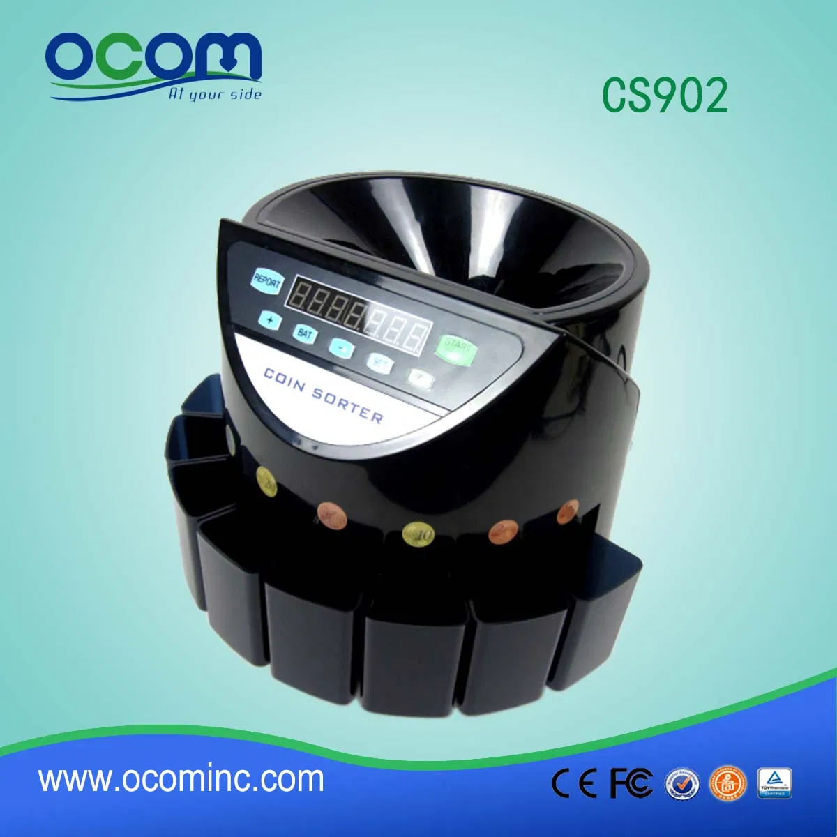 CS902 Automatic Euro/USD/Mexico/Isreal/Comlunbia Coin Counter Sorter Machine