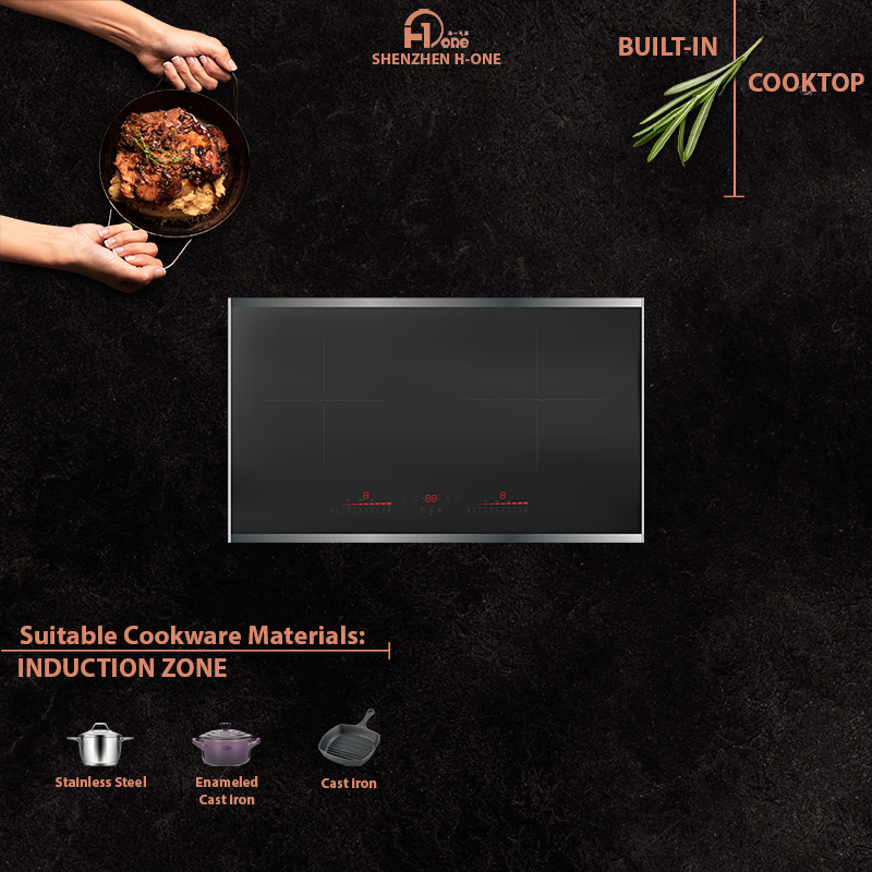 Double Induction Cooker with Touch Controls Black Hard Wired