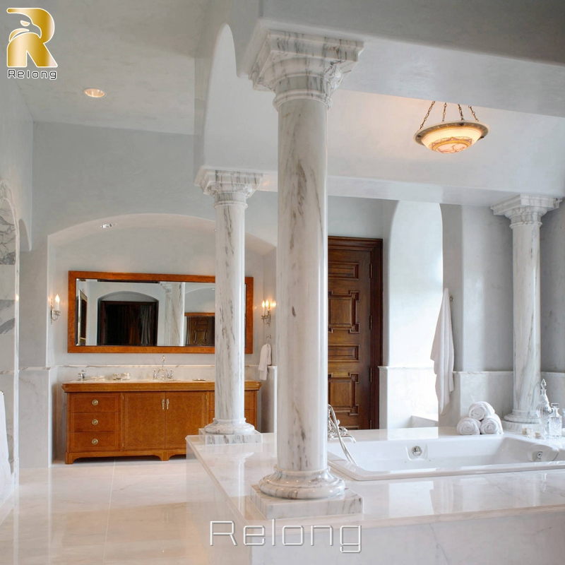 Hand Carved White Marble Greek Figure Pillar Design Marble Porch Columns for Home Decor