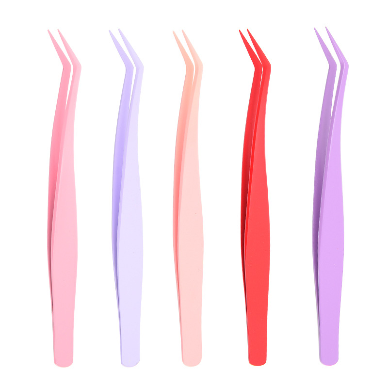 Salon Fine Tip Precision Stainless Steel Isolation Eyelash Extension Lash Tweezer Set