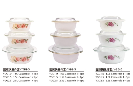 Набор кастрюль из опалового стекла для готовки