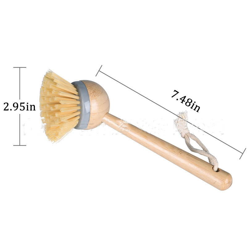 New Cleaning Kitchen Pot Brush Cleaner with Bamboo Handle