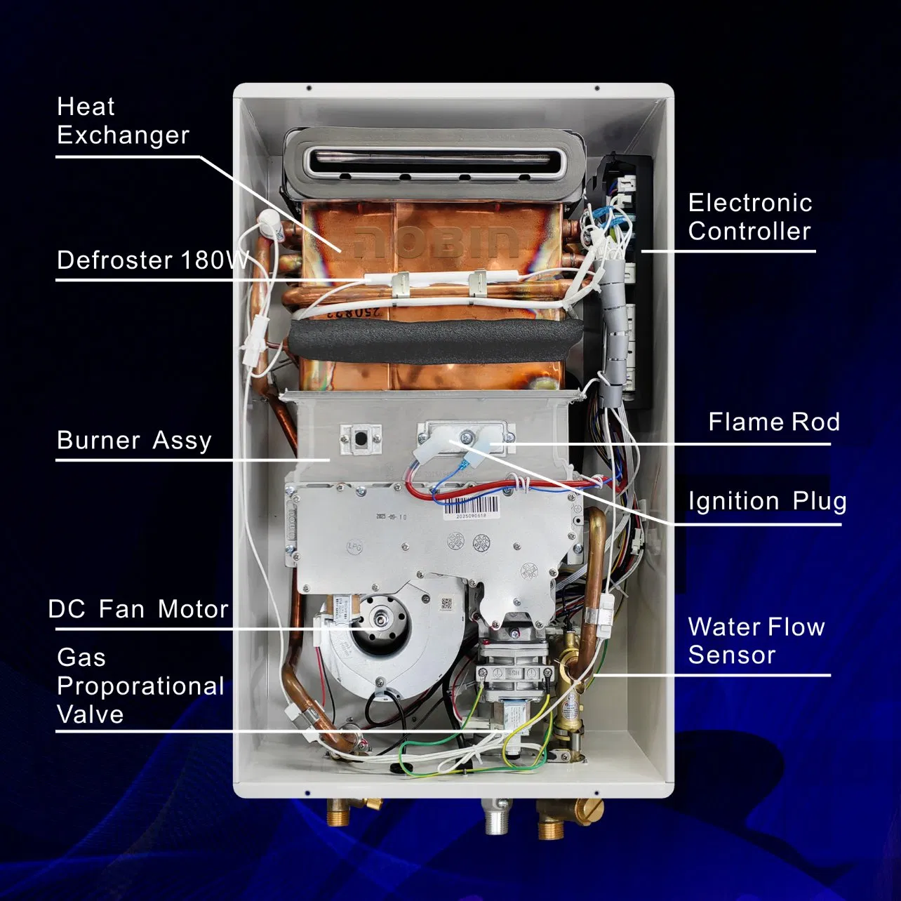 Compact Gas Water Heater with 26L Capacity and 50kw Power Outdoor Forcedexhaust