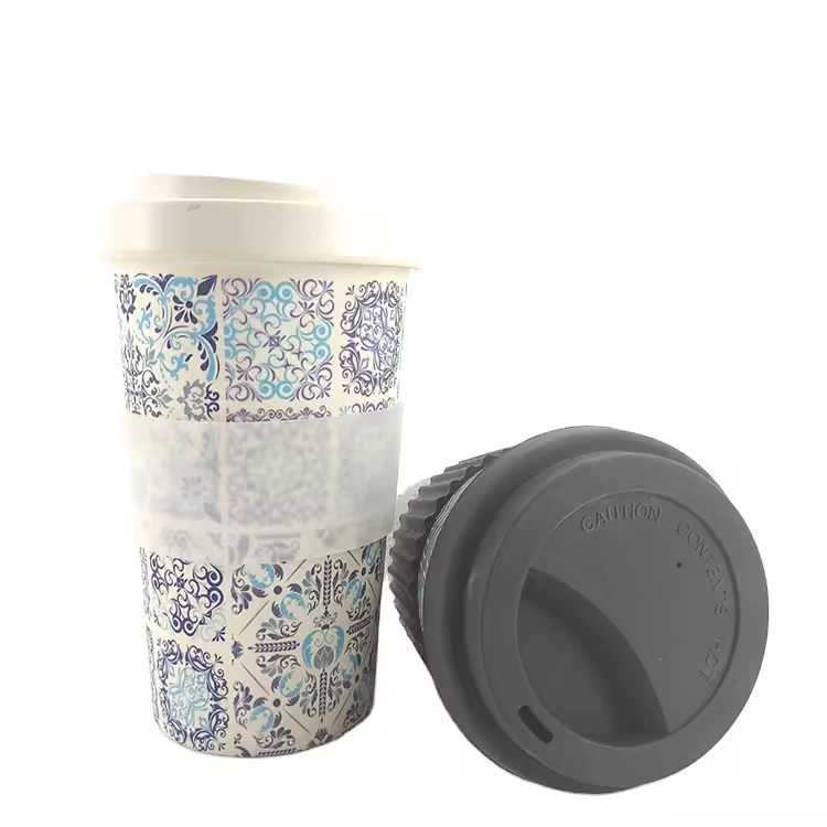 Biodegradable Customized Eco Friendly Travel Printed Matte Bamboo Fiber Coffee Mug