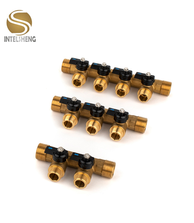 3, 4, 5, 6, 7, 8 Way Brass Water Manifold for Floor Heating Plumbing System Underground Heating System