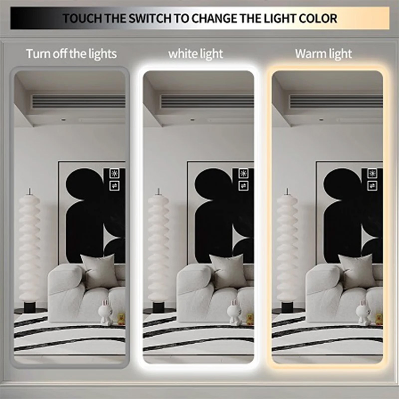 Full Length Mirror Lighted Vanity Body Mirror LED Mirror Wall-Mounted Mirror Big Size Rounded Corners, Bedroom, Living Room, Dress